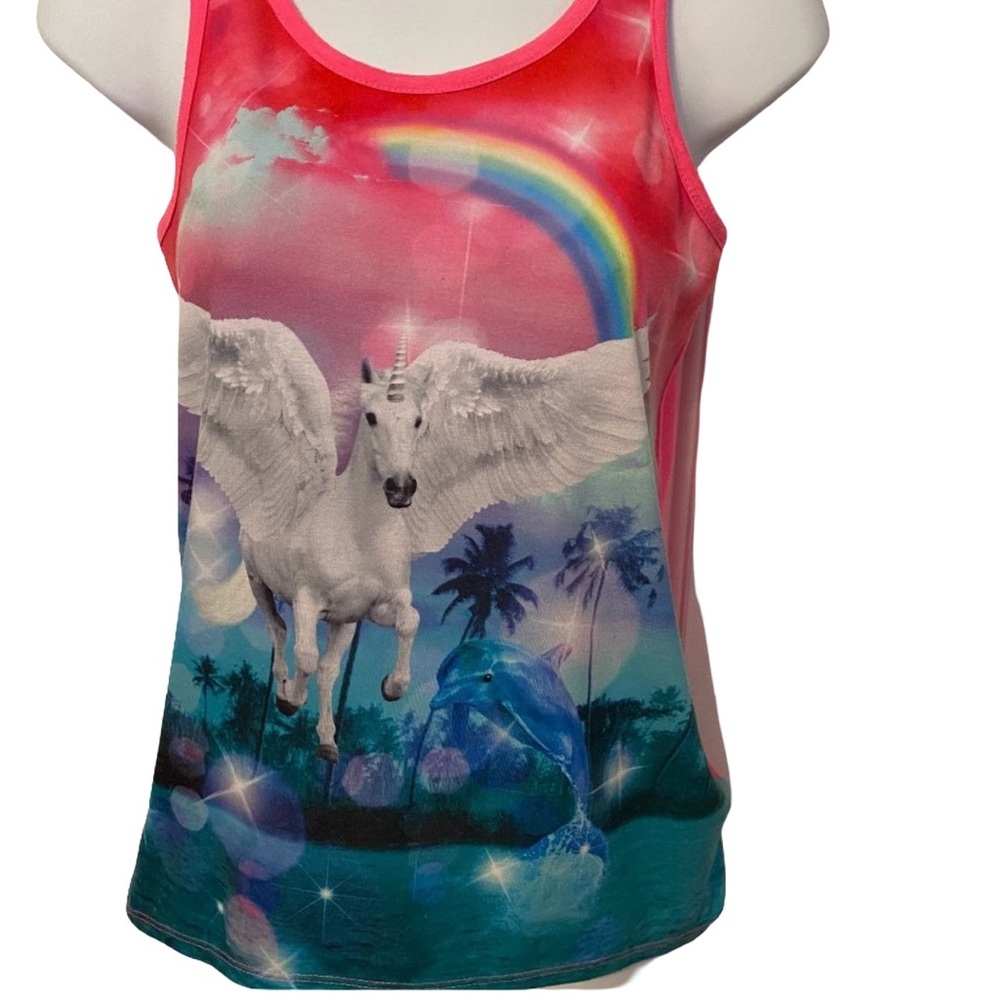 Justice stylish unicorn rainbow tank sz 14/16